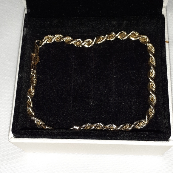 14k solid gold rope bracelet 8" (marked 14k) - Picture 1 of 8